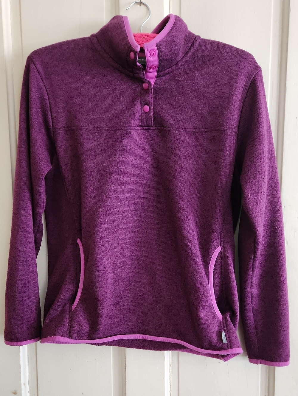 Eddie Bauer Plum/Pink Snap-Front Fleece Pullover
